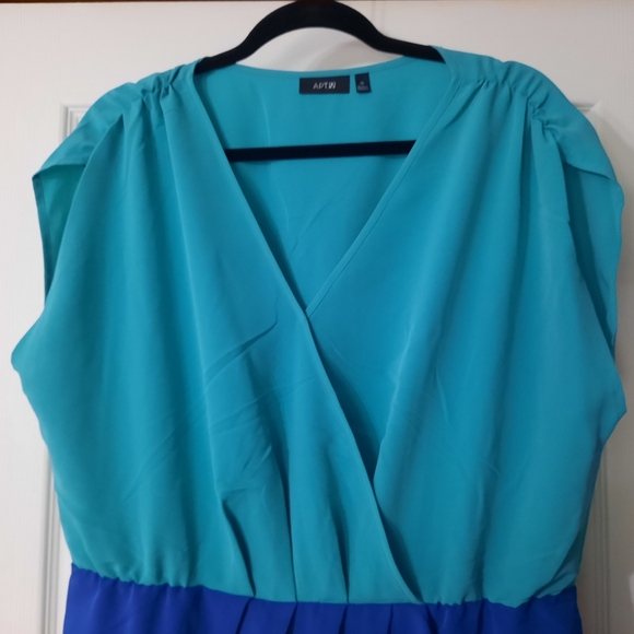 Apt 9 Two Tone Faux Wrap Dress - Picture 3 of 7